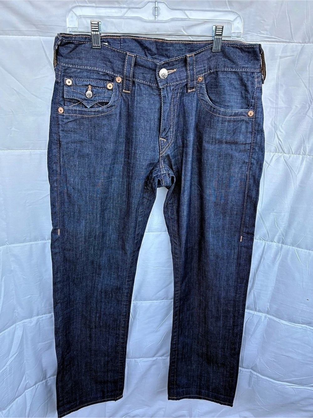 True Religion Ricky Straight Flap Pocket Jeans Waist 31 Blue